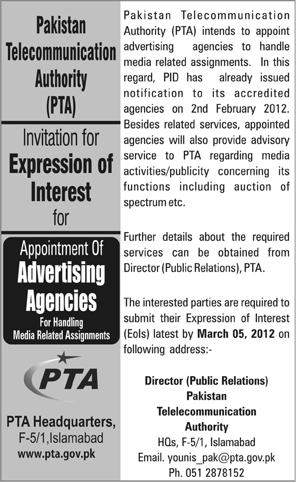 Invitation for Expression of Interest for Appointment of Advertising Agencies