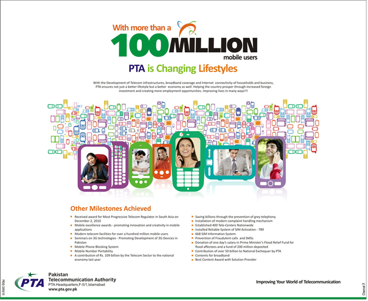  PTA is Changing Lifestyles - With more than a 100 Million Mobile Users