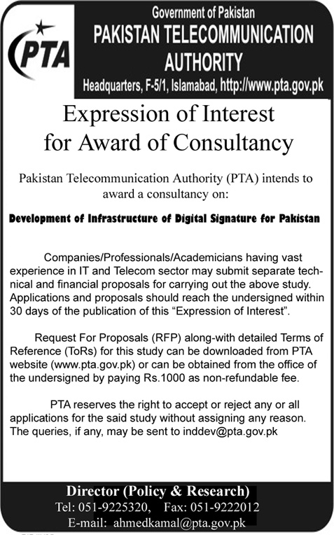 expression of interest for award of consultancy