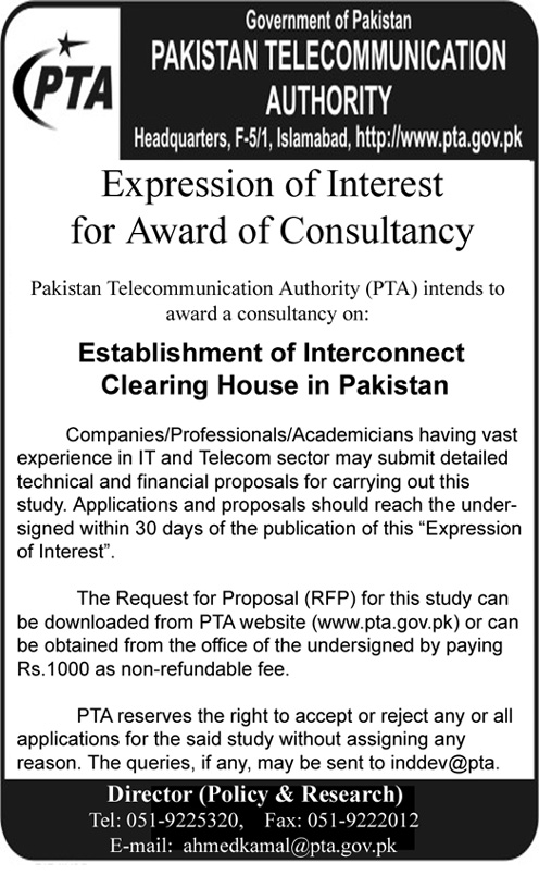 Establishment of Interconnect Clearing House in Pakistan