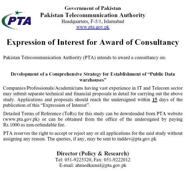 expression of interest for award of consultancy